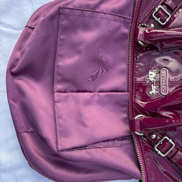 Coach Burgundy Patent Leather Handbag/Shoulder Bag #15921 - Picture 8 of 10